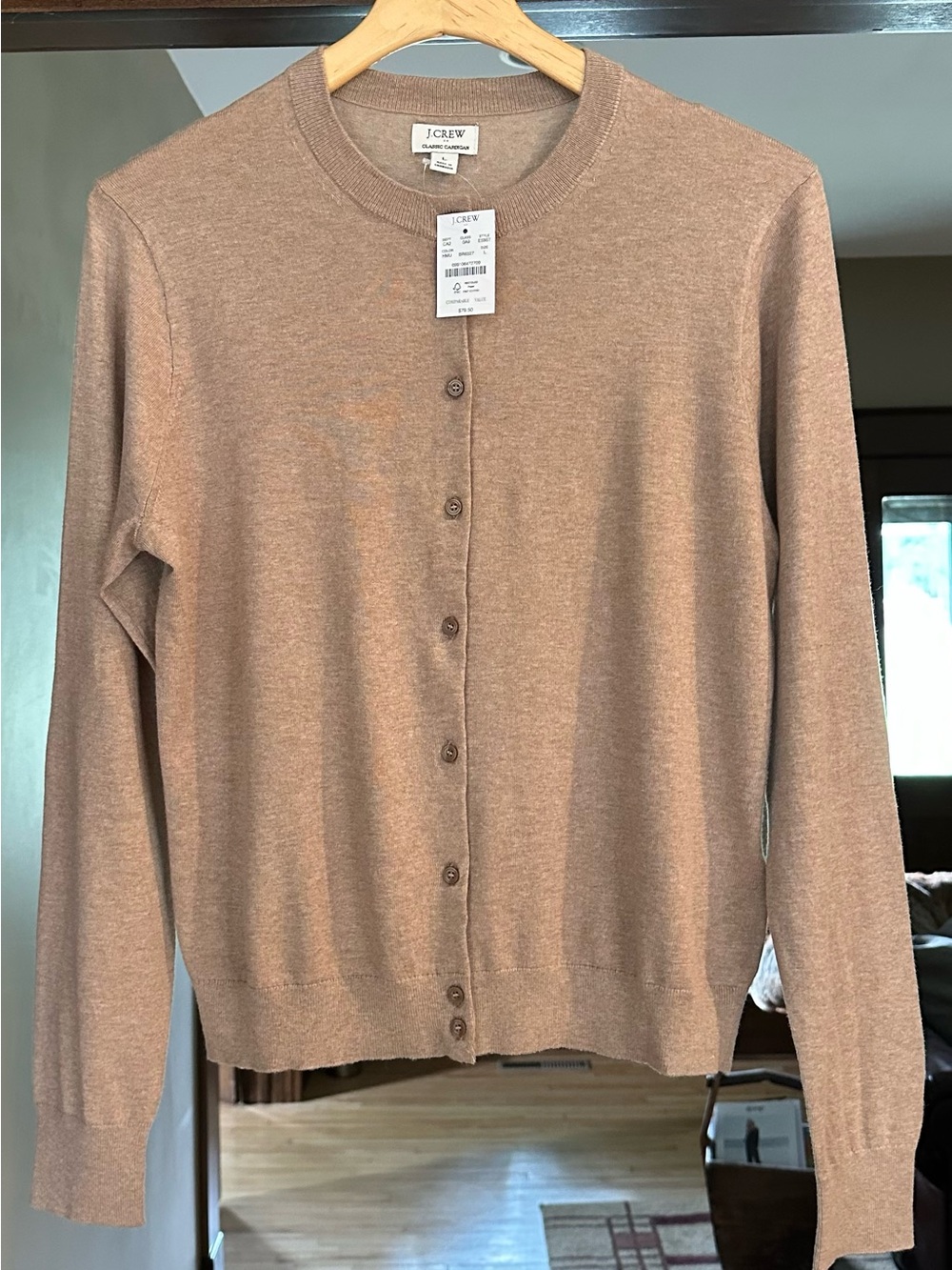 J Crew Women’s Cardigan, Camel, L